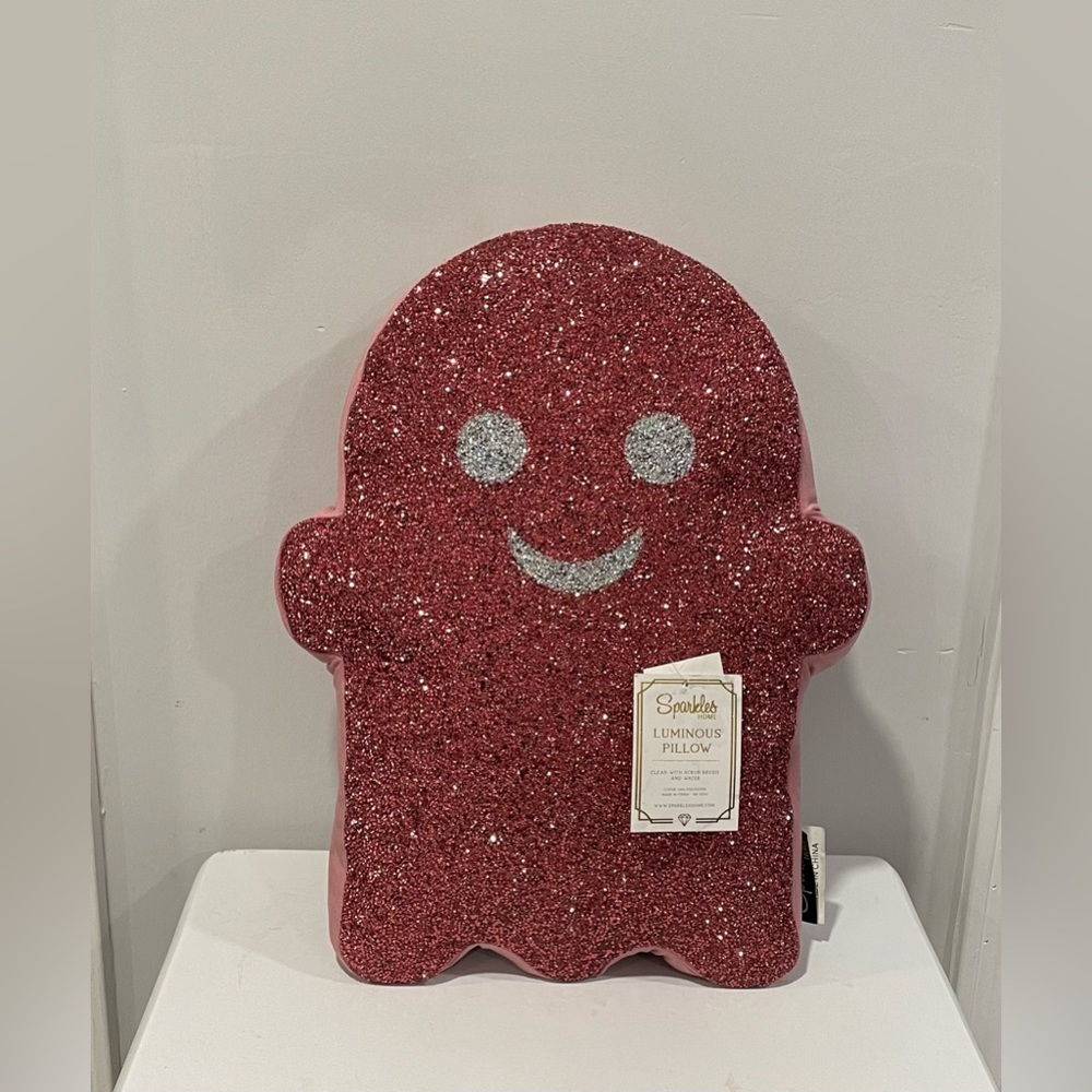 Ghost Pillow Pink Glitter Rhinestone Tiktok Viral HTF 18”
